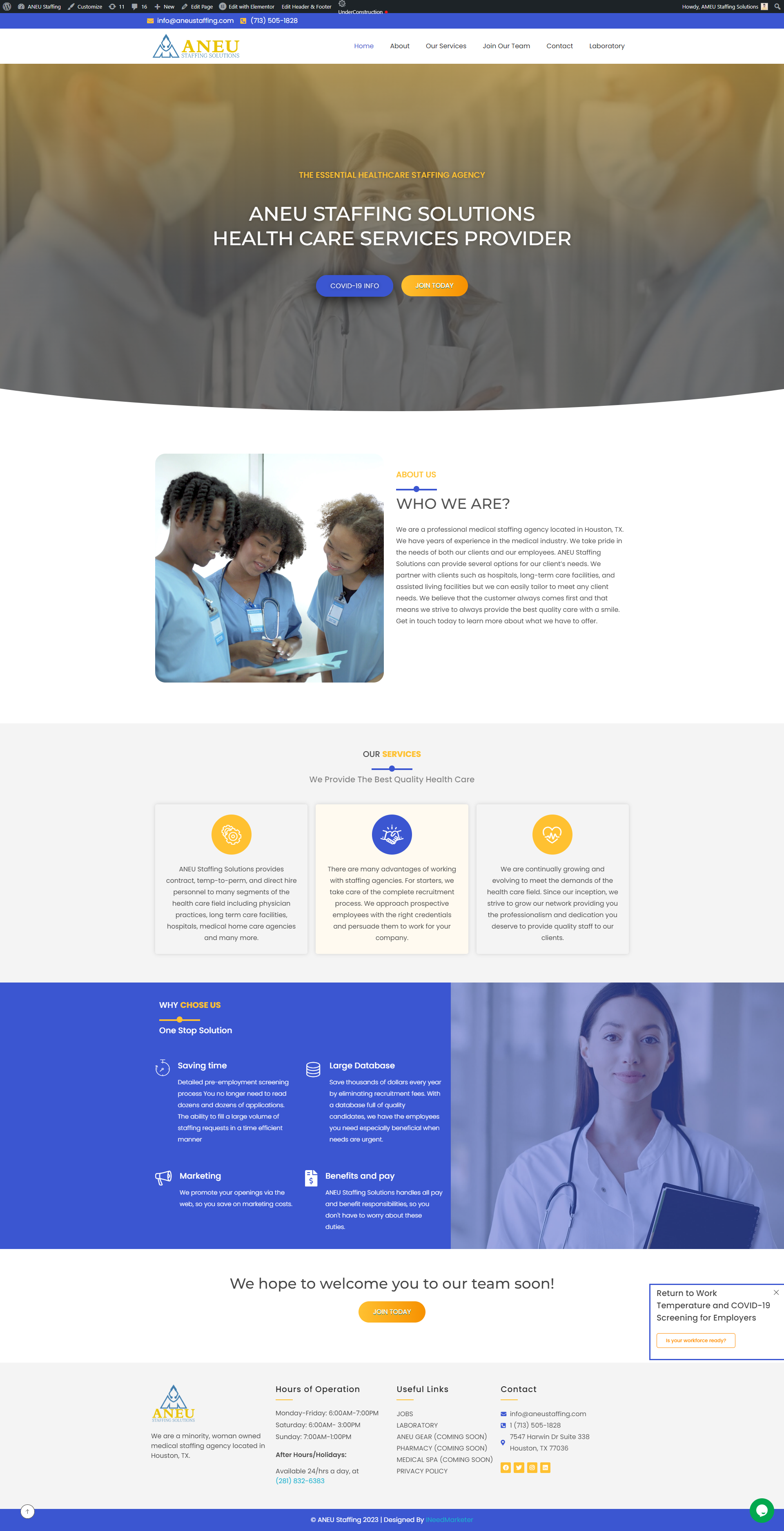 aneustaffing is a healthcare website design by ineedmarketer