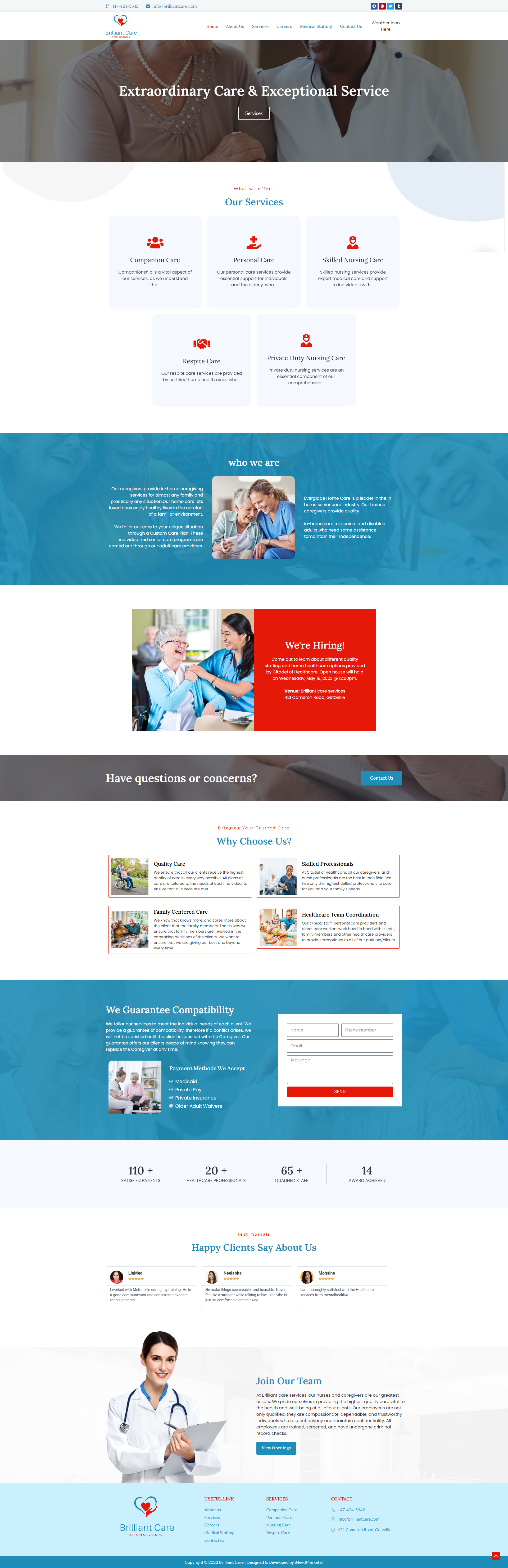 brilliant care support a healthcare websit template