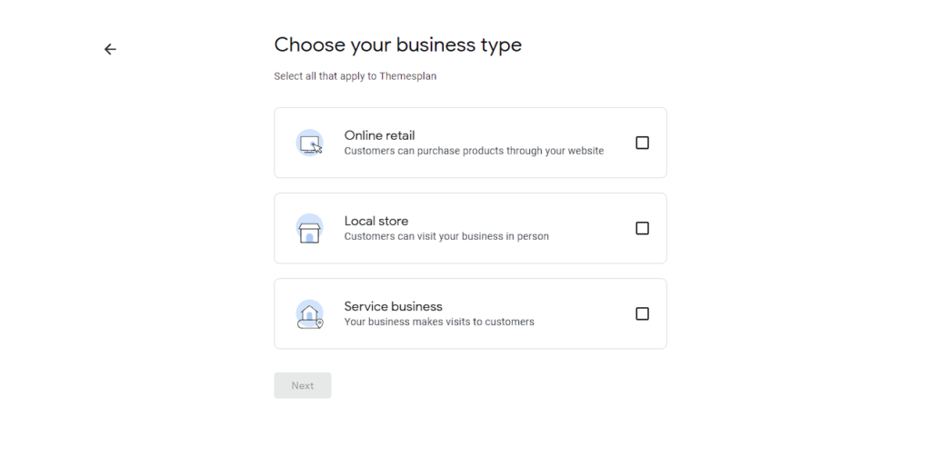 chose business type