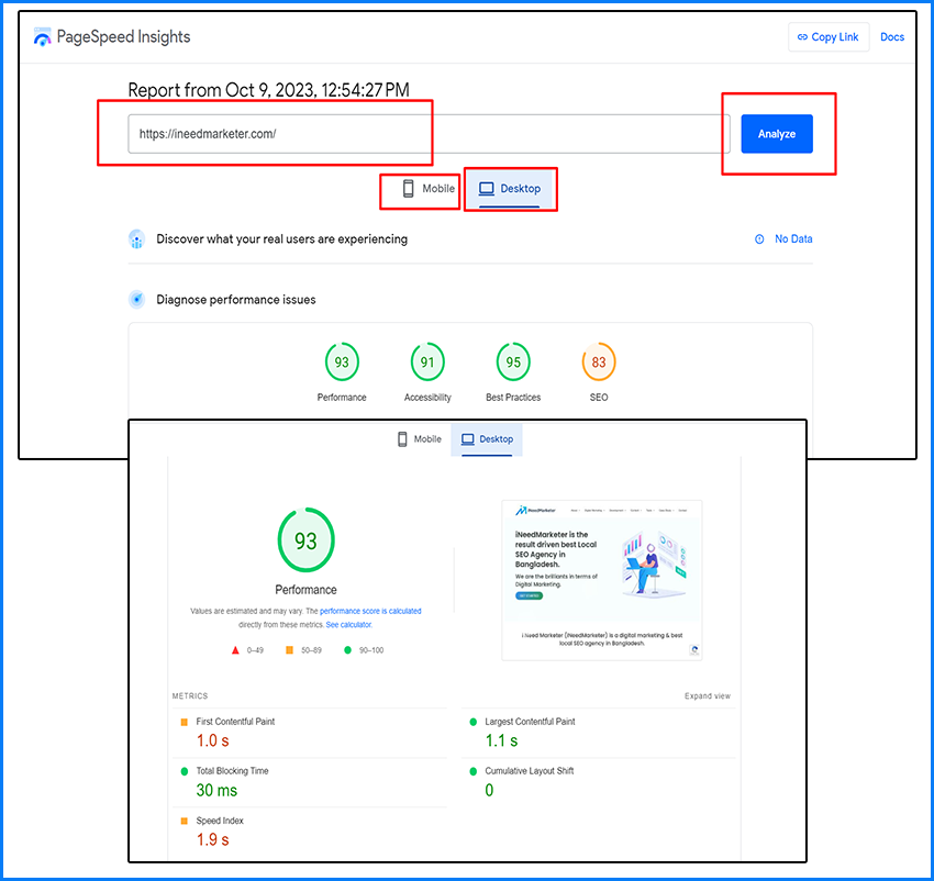 Google's PageSpeed Insights